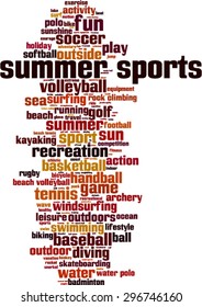 Summer sports word cloud concept. Vector illustration