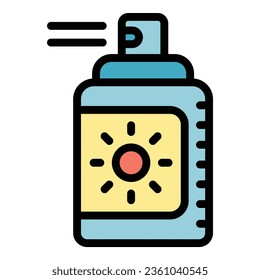 Summer spray icon outline vector. Sport sea. Surfer diving color flat