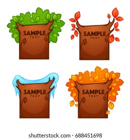 summer, spring, autumn, winter, banners for your text looking like a season tree