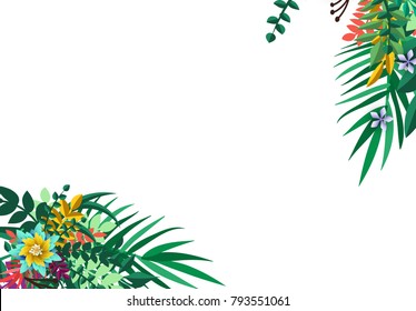 Summer and Spring Background with bright colorful flowers. Floral colorful branches with buds. Template blooming flowers for wedding invitations and greeting card design. vector illustration