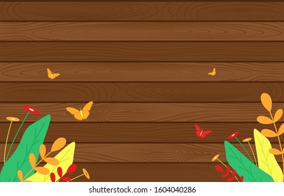 Summer Spring Blooming Flower Nature with Wooden Board Background