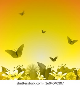 Summer Spring Blooming Flower Nature with Golden Yellow Background