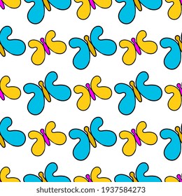 summer spring butterfly seamless pattern textile print. Great for summer vintage fabric, scrapbooking, wallpaper, giftwrap. repeat pattern background design