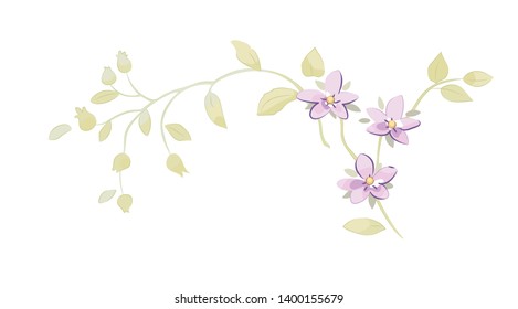 summer spring decoration print leaves forget-me-nots violets 