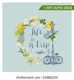Diseño gráfico de las flores de campo de verano y primavera para camisetas, moda, impresiones en vectores