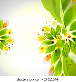 Summer and spring floral decorative elements . Leaves border. Abstract decorative frame. Season design template.