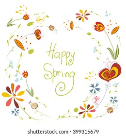 summer spring flower doodle background vector