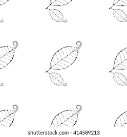 Summer or spring fragile monochrome leaves background vector illustration. Seamless pattern
