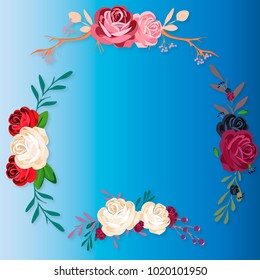 summer and spring frame vector with flowers