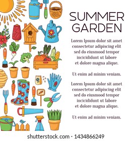Summer spring garden vector icons set article template