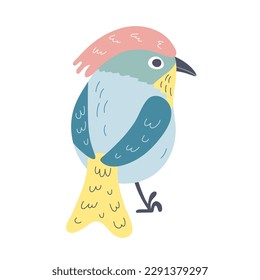 Summer Spring illustration with cartoon funny bird