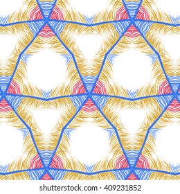 Summer and spring joyful pattern of bird feathers blue with yellow.