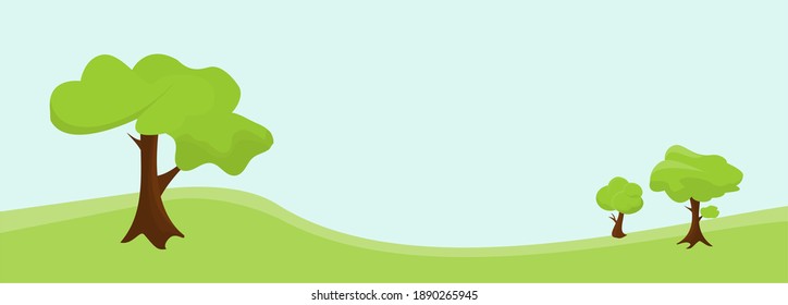 Summer or spring landcape with three trees 