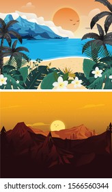 Summer or spring landscape for design banner, ticket, leaflet, card, poster