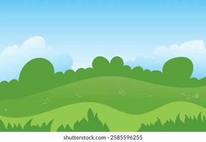 Summer or spring landscape for design banner, ticket, leaflet, card, poster and so on. Vector design.