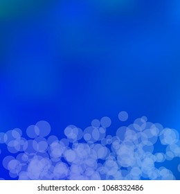 Summer spring pastel blue sky blurred background. Festive defocused blur lights. Easter soft colors bokeh. Abstract fairy meadow illustration. Ecology concept for your graphic design, banner.
