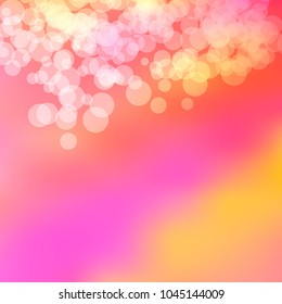 Summer spring pastel blurred background. Easter soft colors bokeh. Abstract fairy meadow illustration.Yellow, orange, pink nature wallpaper. Ecology concept for your graphic design, banner or poster.