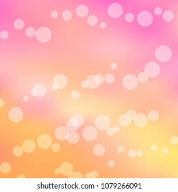Summer spring pastel blurred background. Easter soft colors bokeh. Abstract fairy meadow illustration.Yellow, orange, pink nature wallpaper. Ecology concept for your graphic design, banner or poster.