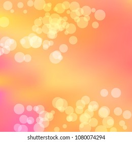 Summer spring pastel blurred background. Easter soft colors bokeh. Abstract fairy meadow illustration.Yellow, orange, pink nature wallpaper. Ecology concept for your graphic design, banner or poster.