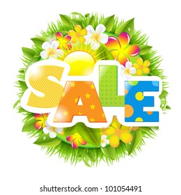 Summer And Spring Sale Template, Isolated On White Background, Vector Illustration