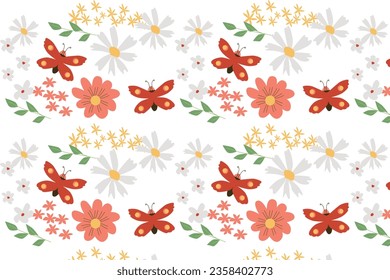 summer or spring seamless pattern with butterfly