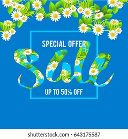 Summer or spring template for design banner,ticket, leaflet, card, poster 