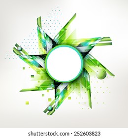 Summer and spring time geometric style background with circle sticker. Abstract linear decorative element for text. Season design banner.