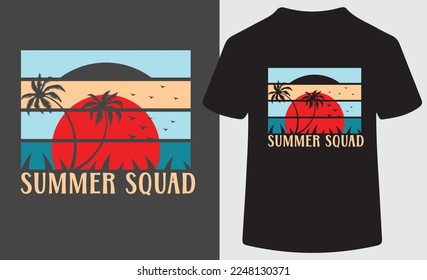 Summer squad. This is a summer season related typography designs. This is an editable and printable vector file. 