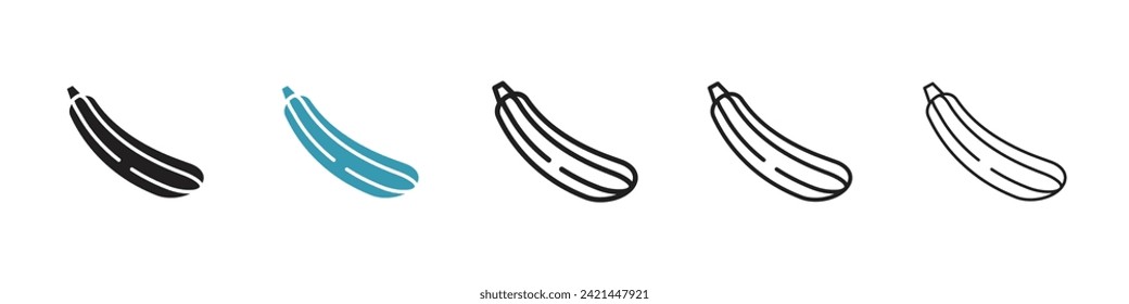 Summer Squash Vector Icon Set. Nutritious Veggie Zucchini Vector Symbol for UI Design.