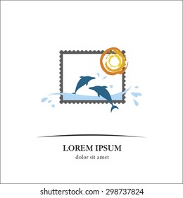 Summer stamp with dolphin