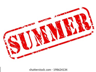 Summer stamp with red text on white background
