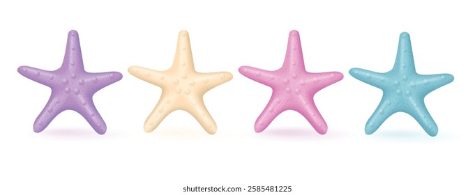 Summer starfish element vector set. Summer starfish beach colorful elements isolated. Vector illustration summer star fish collection.
