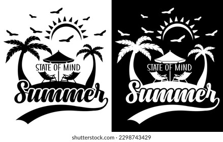 Summer State Of Mind SVG File,  Beach Summer Quote Svg, Hello Sweet Summer Svg, Beach Life Silhouette Cricut