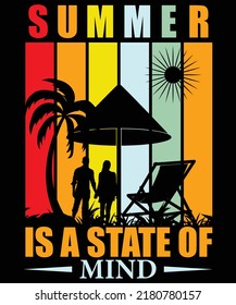 Summer Is A state Of Mind Vector T-Shirt Design Template