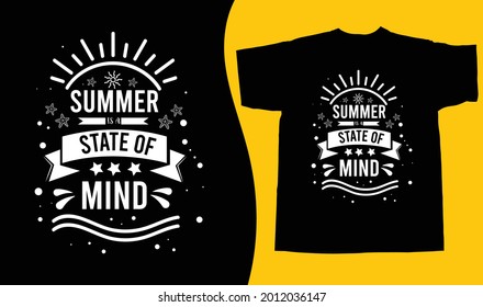 summer is a state of mind vintage printable t shirt design vector