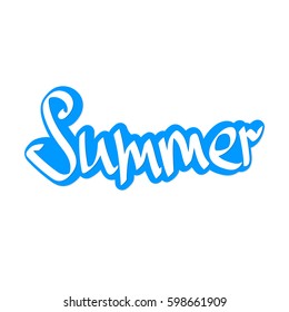 Summer, sticker, calligraphy lettering, word design template, vector illustration