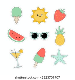 summer sticker collection bundle vector design