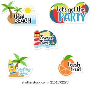 Summer Sticker Summer Sticker Illustration Set