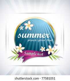 Summer sticker with ribbon-vector