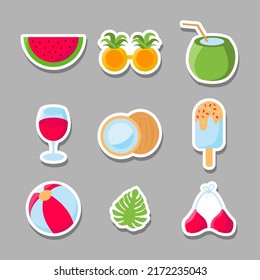 Diseño de colección de conjuntos de etiquetas de verano