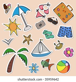 Summer stickers set