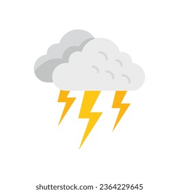 Summer storm icon flat vector. Rain cloud. Thunderstorm cloudy isolated