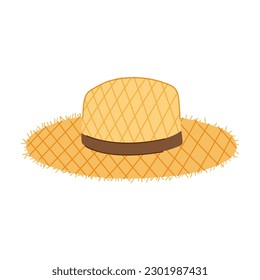 summer straw hat cartoon. clothing sun, head accessory summer straw hat sign. isolated symbol vector illustration