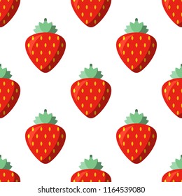 Summer strawberries seamless pattern on white background. Colorful abstract background. Vector illustration.