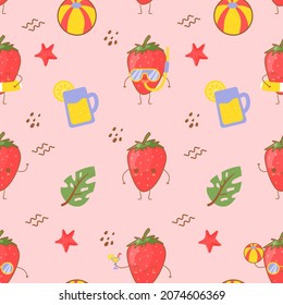 summer strawberry cute cartoon character pattern