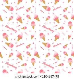 Summer strawberry ice cream cone pattern