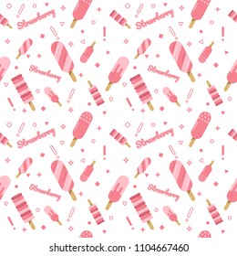 Summer strawberry ice cream pattern