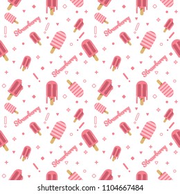 Summer strawberry ice cream pattern