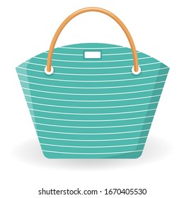 Summer Striping Tasche Vektorillustration Illustration. Vektorillustration Sommerbeutel. Beutel mit Streifen, Vektorgrafiken. Weißer Hintergrund. Beutel einzeln.