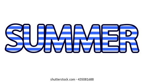 Summer, striped word design, background with blue letter, vector illustration